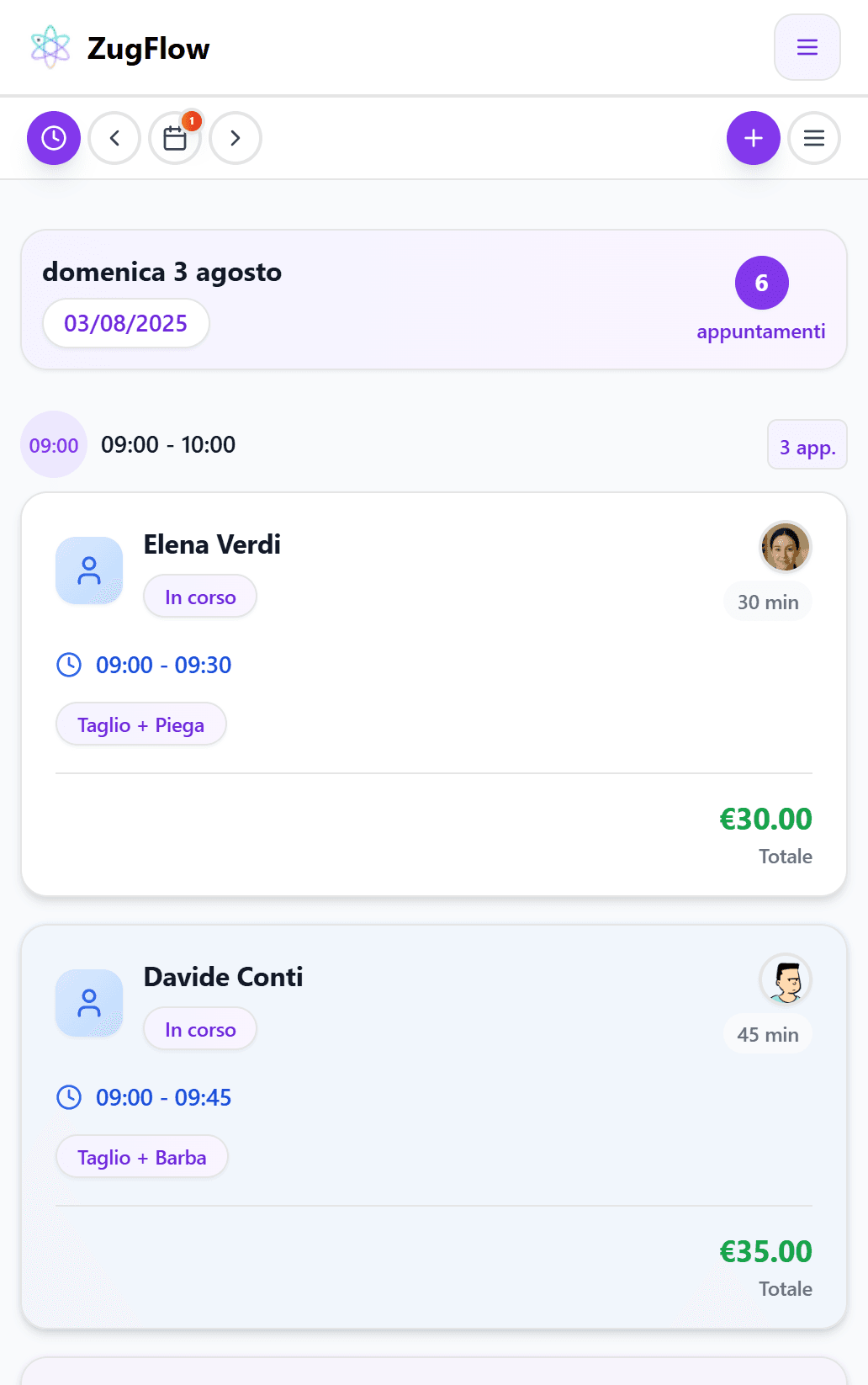 ZugFlow Dashboard for Management Software for Tattoo Studios